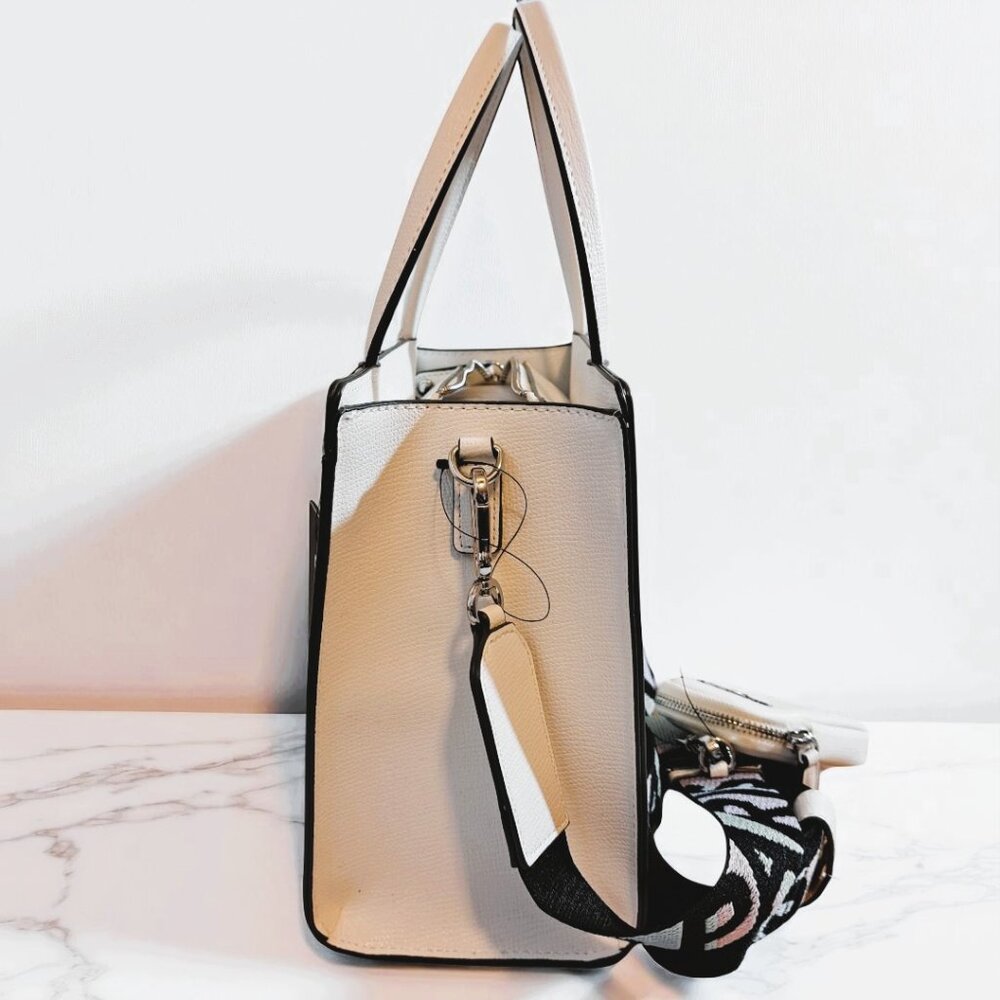 Karl Lagerfeld w Choupette Paris Maybelle Satchel with Coin Pouch White/Black NW - Picture 6 of 10